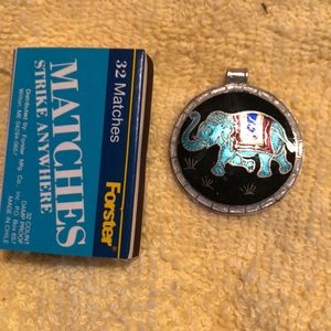 Vintage sterling silver elephant slider pendant